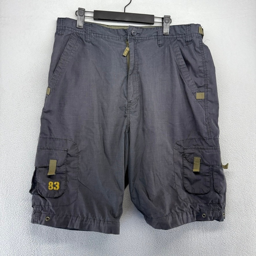 Vintage Sideout Cargo Shorts Men's 36 Gray Ripstop Faded Military Surplus y2k